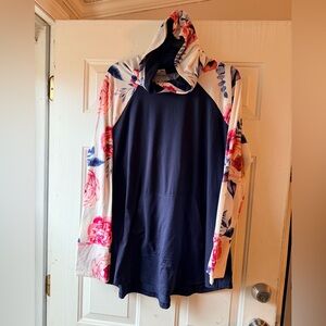 LuLaRoe Navy Hoodie with Floral Accents 2x